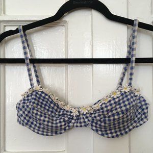Vintage 90's Gingham with Daisy Trim Swim Top